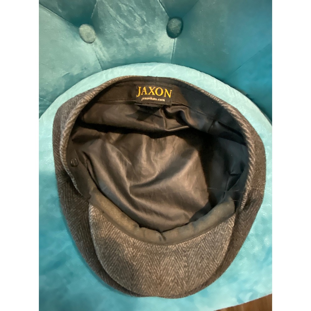 Jaxon Herringbone Pattern Flat Cap Newsboy Hat Grey/black stylish classy
